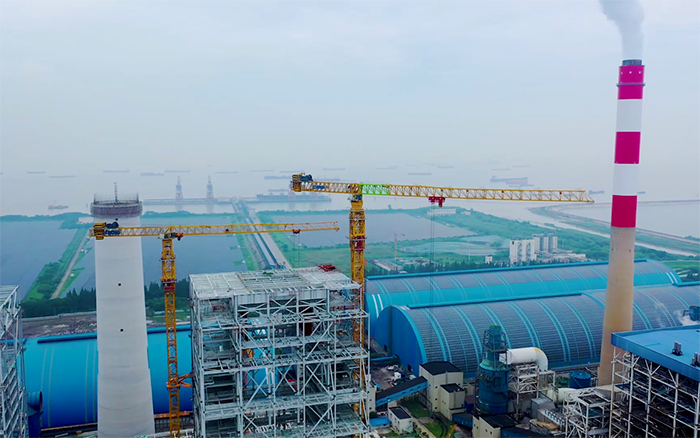 雙塔合璧！華能太倉電廠項(xiàng)目徐工超大塔顯身手
